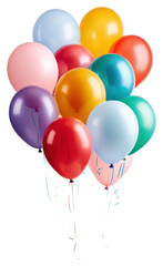 PNG Free floating colorful balloons white background anniversary celebration.