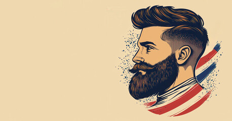 Vintage barbershop logo with retro style portrait illustration