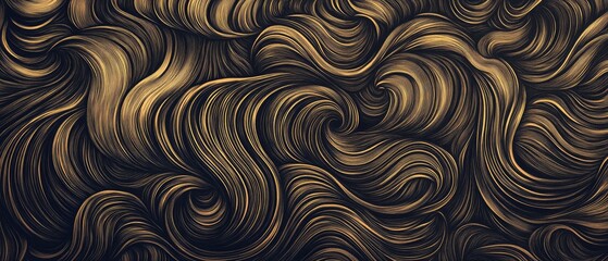 Line art illustration featuring an intricate pattern of dark brown swirling lines