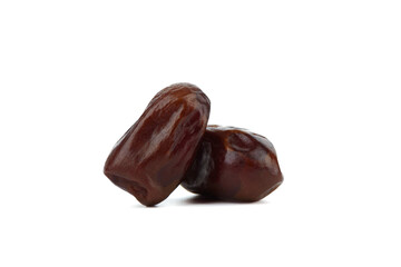 Two dried tropical dates isolated on white background.