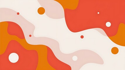Contrast orange and white curved waves pattern. Abstract corporate wavy background with circles