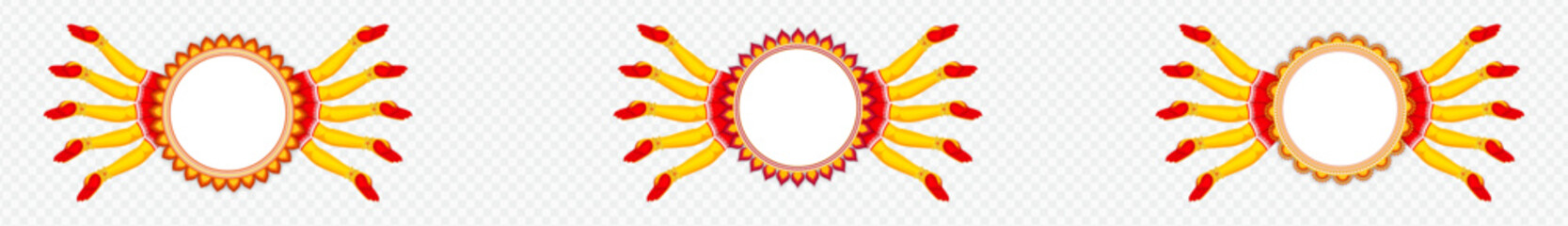 Set of. Goddess Durga. ten hands in Subha Saradiya, Subho, Vijaya, Navami, Vijayadashami, Happy Durga Puja, Durga Puja Sale, Poster,  Durga Puja Banner, Offer, Tag, Mahalaya, Banner,