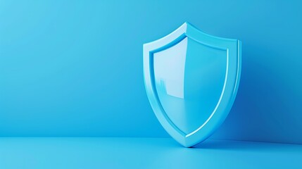 Abstract image of a blue shield symbolizing security and protection on a bright blue background. Ideal for cybersecurity and safety themes.