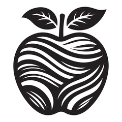 Fruit Clipart for Healthy Eating and Nutrition Designs Black Apple Silhouette Illustration