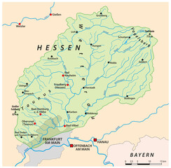 Fototapeta premium Map of the tributaries and drainage basins of the Hessian river Nidda, Germany