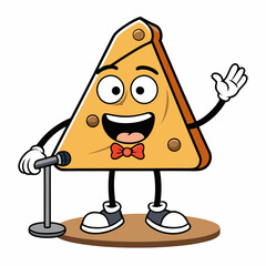 Vector Art A Slice of Dried Bread Performing Stand-Up Comedy on a White Background