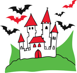 Halloween castle in the night