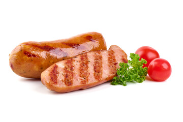 Grilled German Sausages, isolated on white background