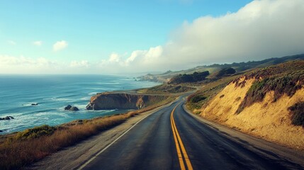 road trip road between the rockes and have sea view 