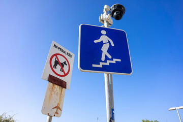 A CCTV camera at Praia da Rocha, Algarve, Portugal, monitors safety near a 
