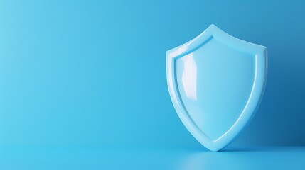 Blue shield symbol against a blue background, representing protection, security, and safety in a minimalist and modern style.