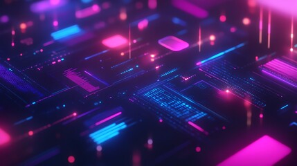 Obraz premium a computer chip with a bright neon glow on it's surface