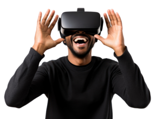 PNG Man experiencing VR portrait photo photography.