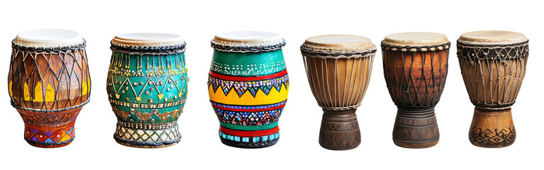 Set Drum Ornaments on Transparent Background for Holiday Decor