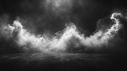 Abstract Smoke Wave in Black and White Generative AI