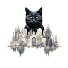 Obraz premium Cat Pet Animal Beauty Nature City Discovery Vector Graphic