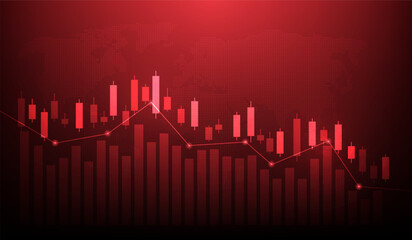 economy finance crisis low investment graph arrow down background. money loss bankrupt decrease. vector illustration fantastic technology. © Yellow duck