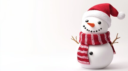 Cheerful Snowman in Christmas Winter Scene