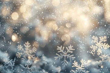 Fototapeta premium Delicate Snowflakes Glimmering in Abstract Winter Wonderland