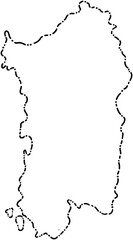 dash line doodle freehand drawing of sardinia island map.