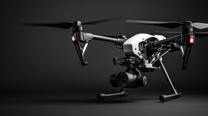 Drone with Closeup View of Camera Gimbal and Propellers