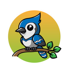 cartoon blue jay posing on a branch