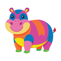 Fototapeta premium Hippopotamus color vector illustration style design