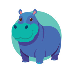 Obraz premium Hippopotamus color vector illustration style design