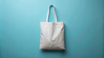 Tote bag mockup on light blue background