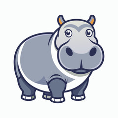 Fototapeta premium Hippopotamus color vector illustration style design