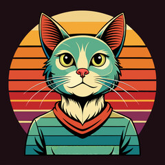 vintage retro cat t shirt design