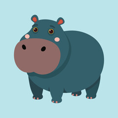 Hippopotamus color vector illustration style design