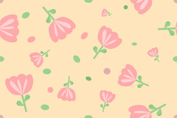Fototapeta premium Hand drawn flowers, seamless patterns with floral design for decorative, wall, wallpaper, wrapping paper, fabric, silk, scarf, book, wall, backdrop and etc., abstract background.