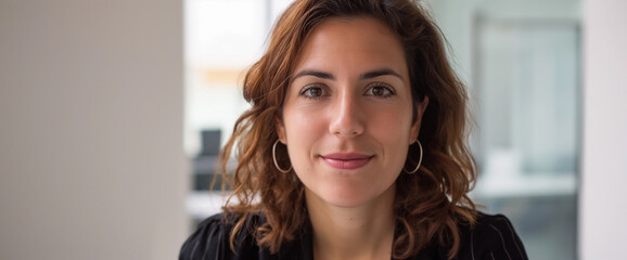 Portrait headshot of professional business woman in office interior