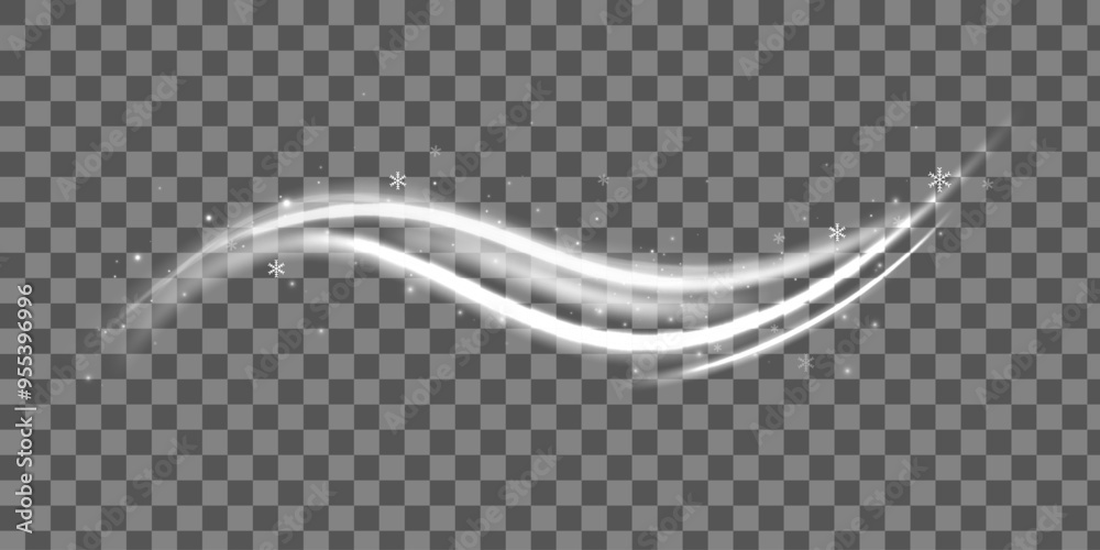 Poster realistic set of snow storm or wind swirls isolated on transparent background. vector illustration o