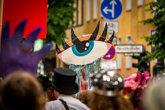 eye sign at carnival of cultures in berlin 