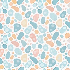 Playful pastel pattern of organic shapes, creating a whimsical design perfect for textiles, packaging, and interior design projects.