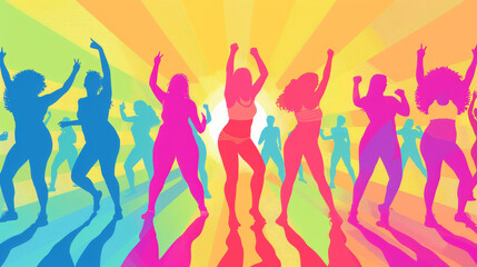 A group of women are dancing and celebrating