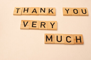 thank you very much in wooden letters