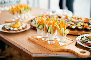 Holiday vegetable appetizers, Fresh vegetables in a yoghurt sauce