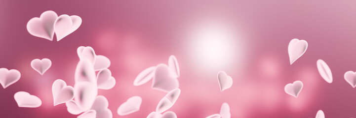 Floating hearts on a pink background, symbolizing love and affection for Valentines Day. 3d rendering