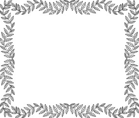 Frame with branches and leaves. Hand drawn. Vector illustration.