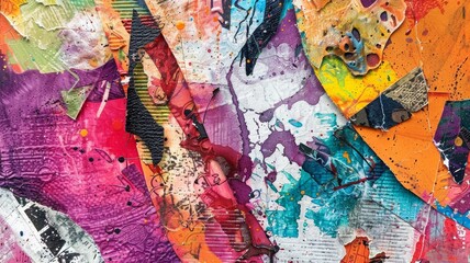 Obraz premium Abstract Collage of Vibrant Colors and Textures
