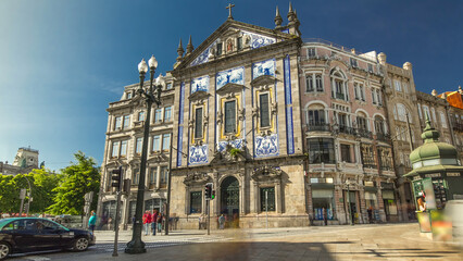 View of the Almeida Garret Square with Congregados Church timelapse hyperlapse.