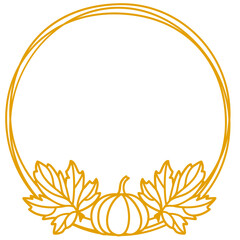 Round fall frame with pumpkin and maple leaves svg, Decorative wreath