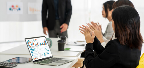 Business data dashboard provide business intelligence analytic for marketing strategy planning snugly with big data set to analyze customer demands and foreseeing business future