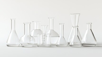 Clear glass laboratory glassware holds a transparent liquid, allowing for easy observation and manipulation of its contents. Its transparency allows for visual inspection 