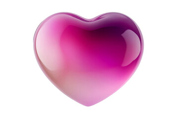 A glossy, pink heart shape with a gradient effect from light pink to dark pink.