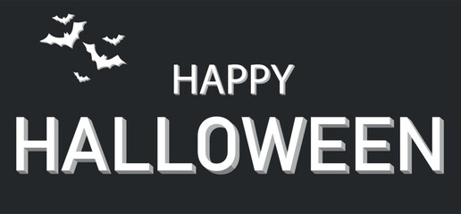 Fright night with bats flying - Happy Halloween lettering on black background