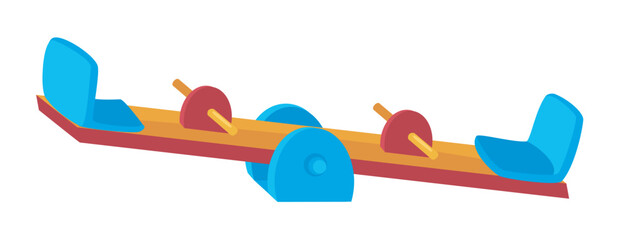 Obraz premium Colorful blue and orange playground seesaw flat vector illustration perfect for children s recreational activities and outdoor play equipment
